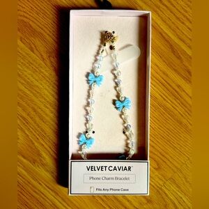 Velvet Caviar- French Blue Bow and White Charm Phone charm/ Bracelet